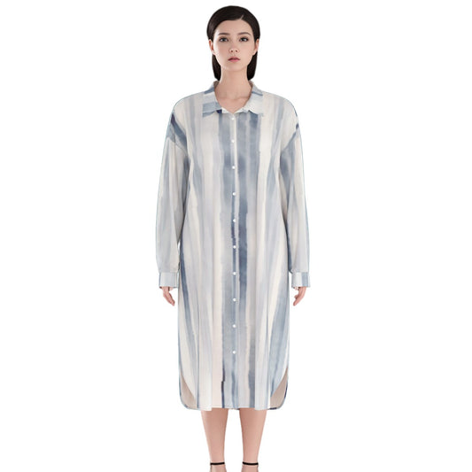 Women's (AOP)  Long Shirt Dress | Rayon