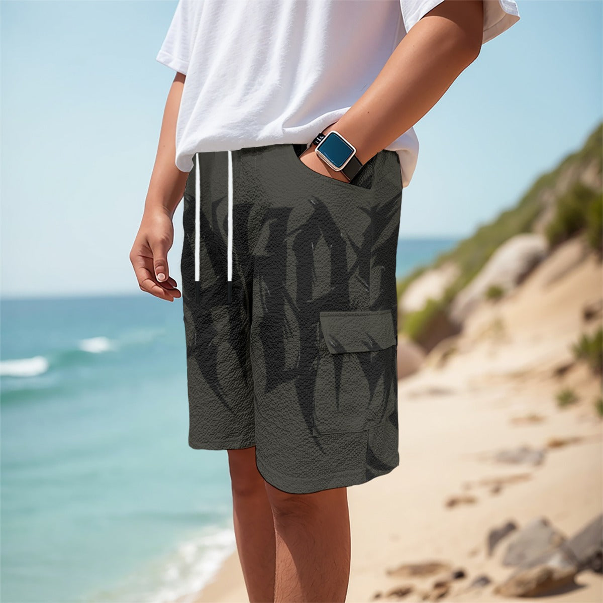 Urban Grey All-Over Print Men's Cargo Shorts - Premium Cargo Shorts from Craftklart.store - Just $24.99! Shop now at Craftklart.store