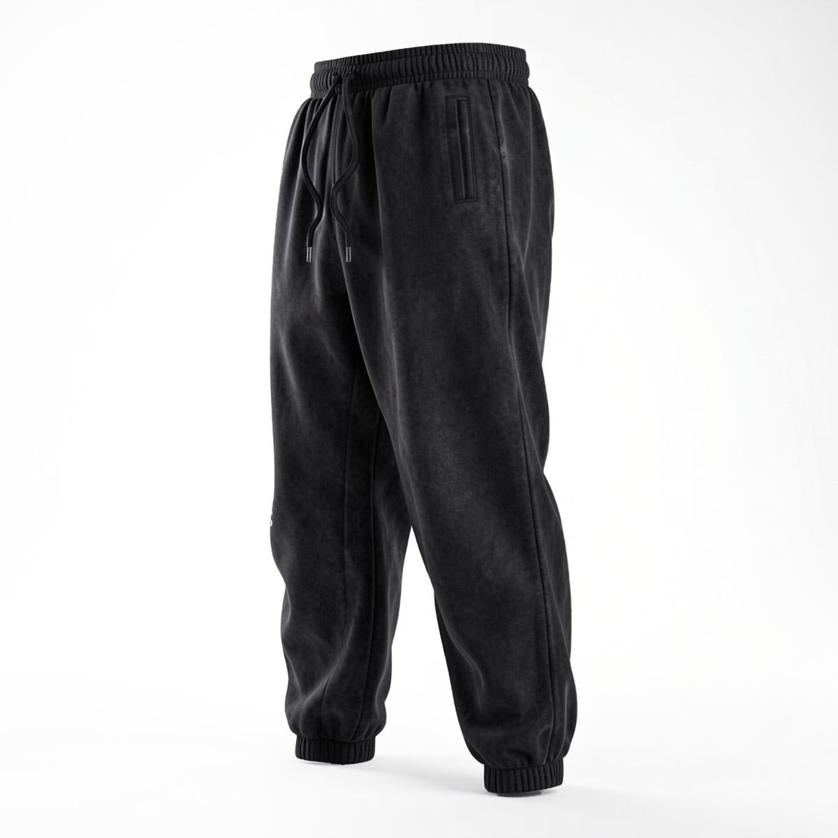 Craftklart heavyweight fleece joggers with washed straight-leg fit, showing soft fabric, elastic waistband, and relaxed style.