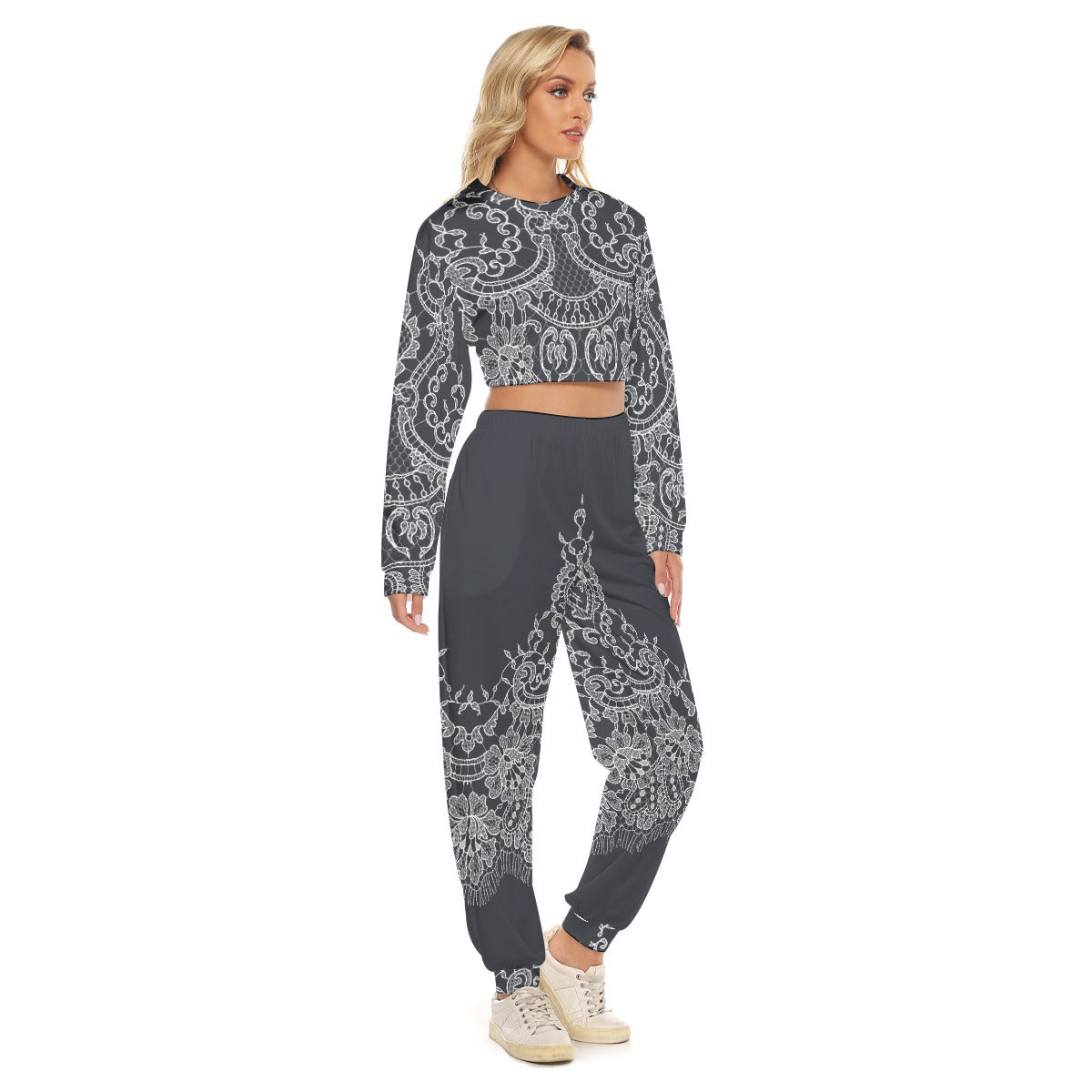 Craftklart Women's Crop 2 Sweatshirt Suit - Premium Sets from Craftklart.store - Just $38.98! Shop now at Craftklart.store