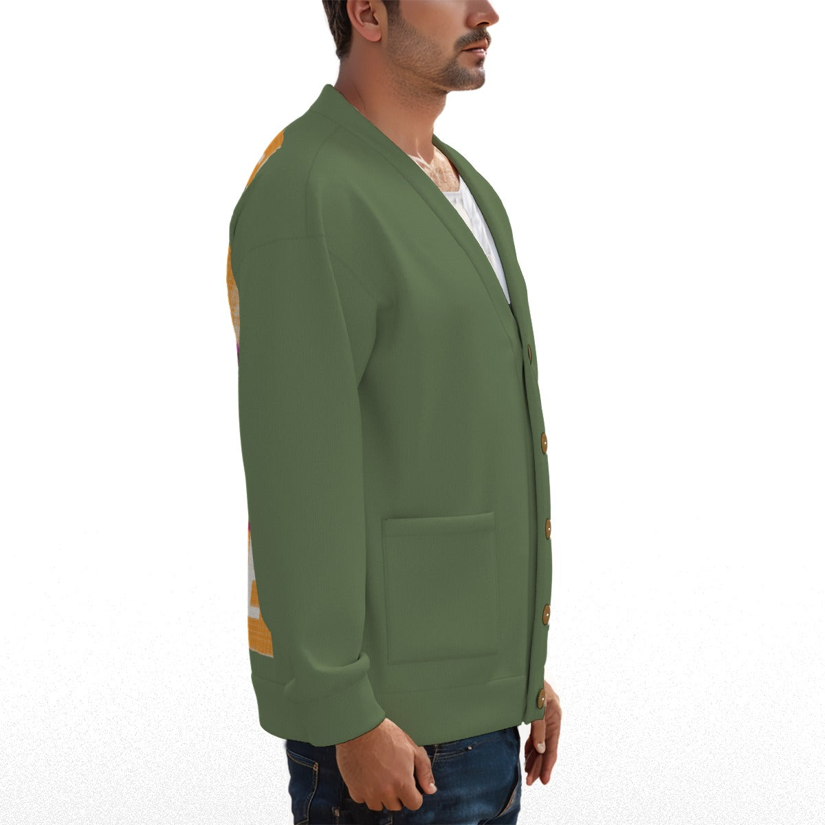 CKL V-neck (AOP) Knitted Fleece Cardigan With Button Closure - Premium Cardigan from Yoycol - Just $73! Shop now at Craftklart.store