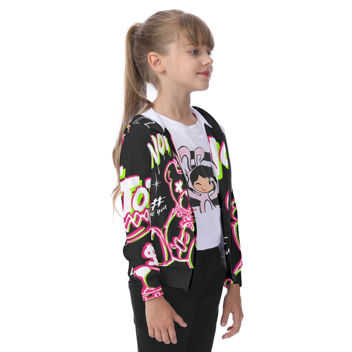 Not Today (AOP) Kid's Zip-up Hoodie With Patch Pocket - Premium Kids clothes from Craftklart.store - Just $48.38! Shop now at Craftklart.store