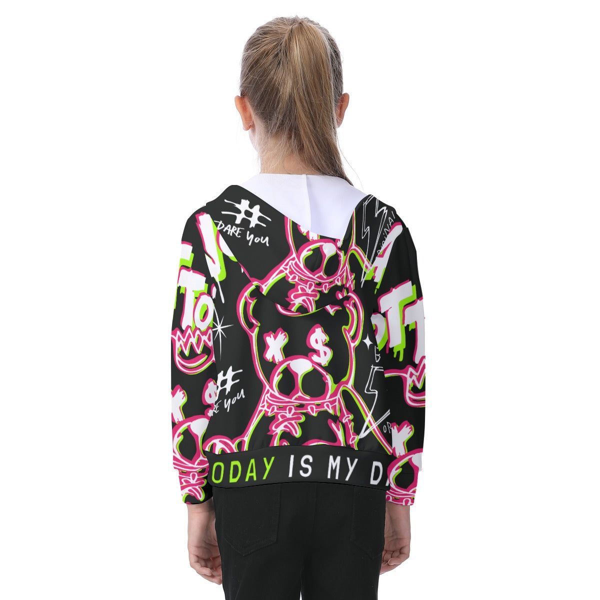 Not Today (AOP) Kid's Zip-up Hoodie With Patch Pocket - Premium Kids clothes from Craftklart.store - Just $48.38! Shop now at Craftklart.store