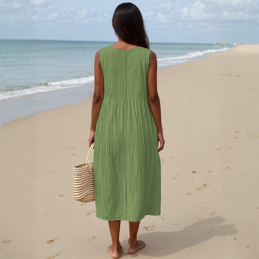 Women's Cotton Urban Lime Sleeveless Dress