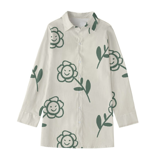 Flower Green (AOP) Women's Long Shirt - Premium Shirt from Craftklart.store - Just $29.99! Shop now at Craftklart.store