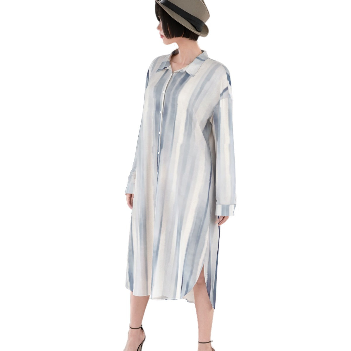 Women's (AOP)  Long Shirt Dress | Rayon