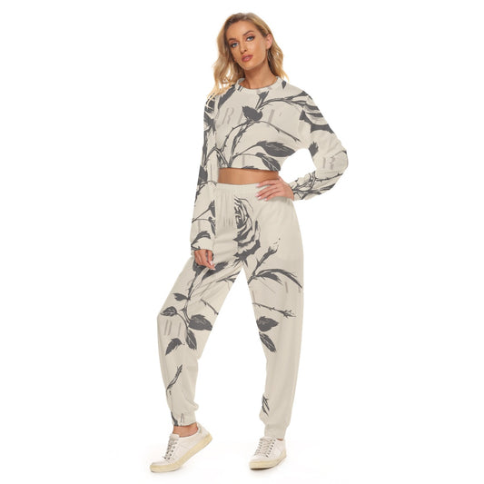 Women's Rose Crop Sweatshirt Suit - Premium Shirts & Tops from Craftklart.store - Just $38.98! Shop now at Craftklart.store
