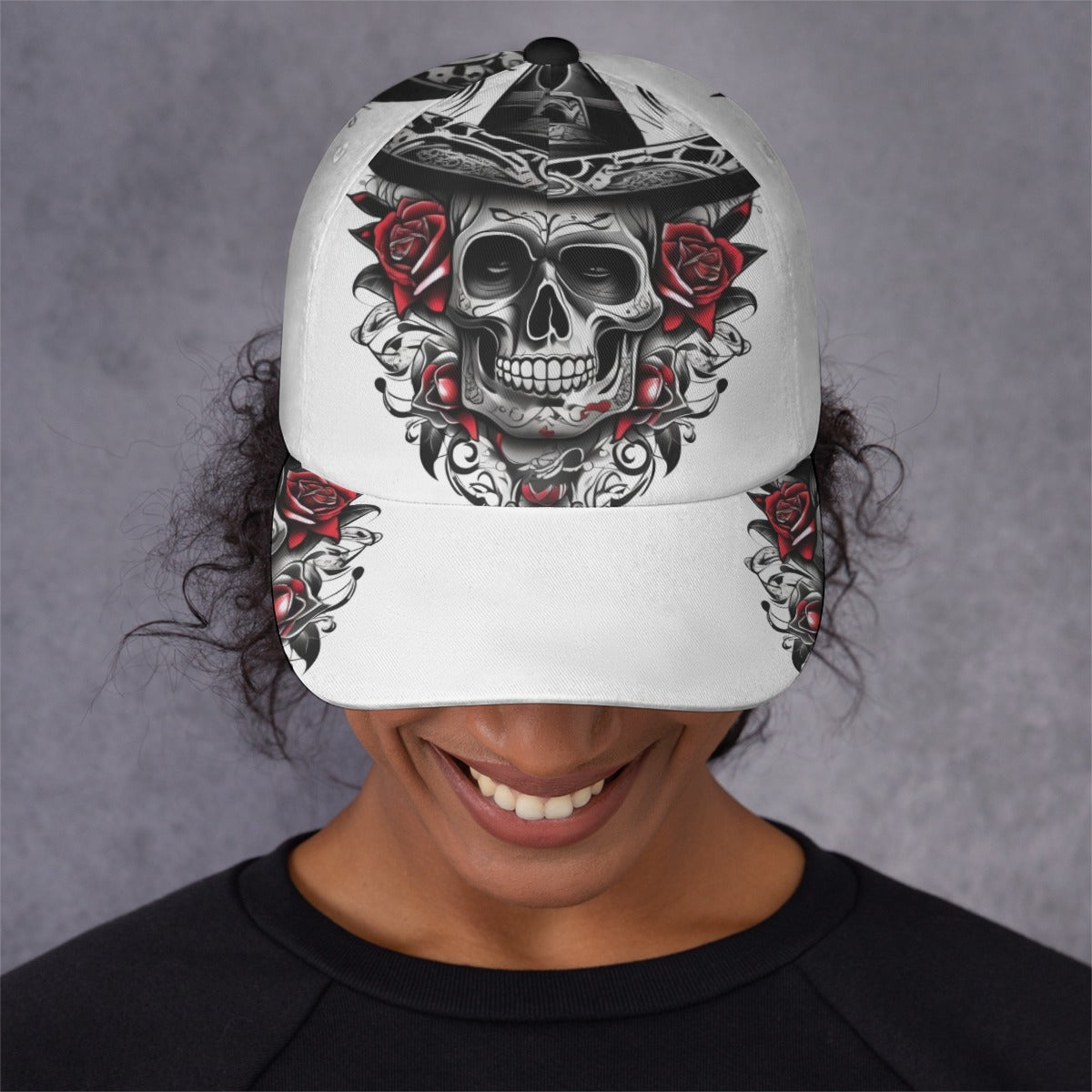 Wanted Skull All-Over Print Peaked Cap - Premium Baseball Cap from Craftklart.store - Just $10.50! Shop now at Craftklart.store