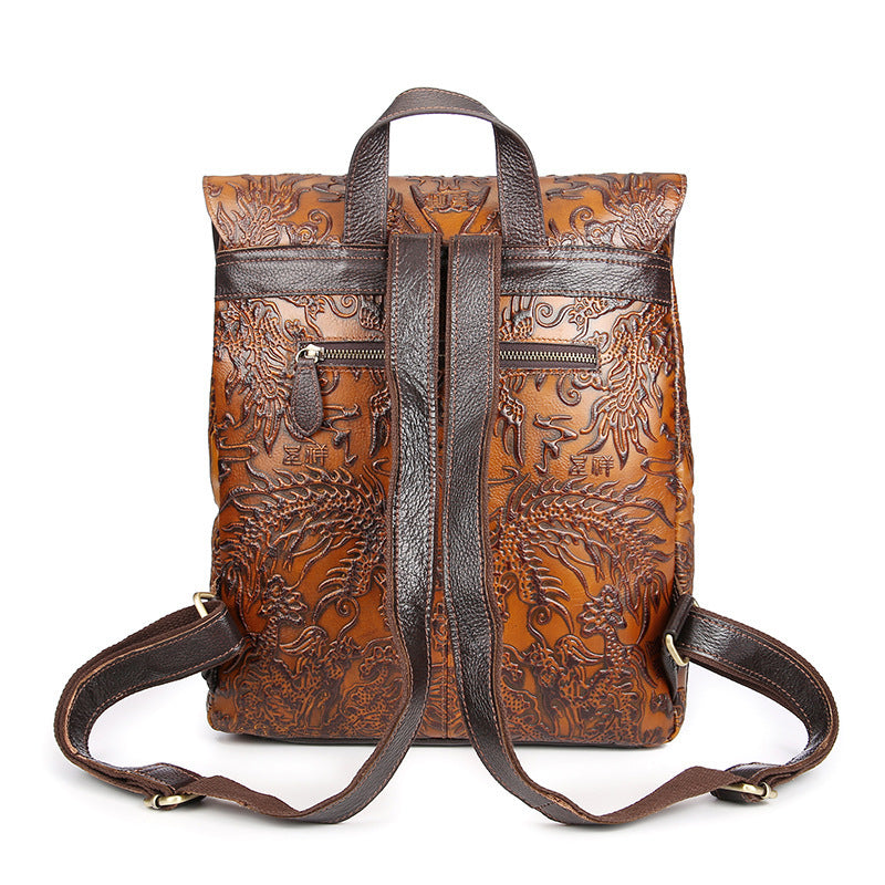 Women's first layer cowhide casual backpack