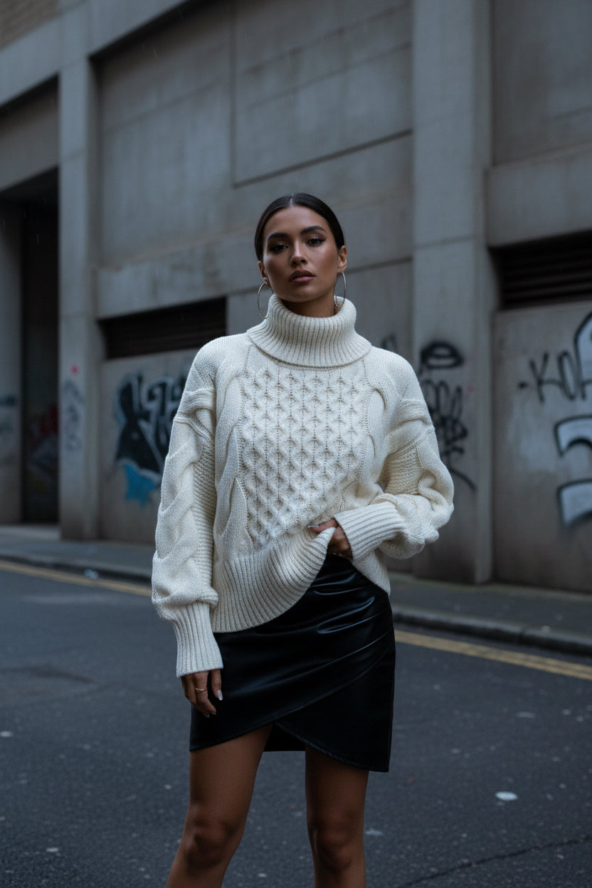 Craftklart Chunky Knit Crew Neck Pullover — Loose Fit