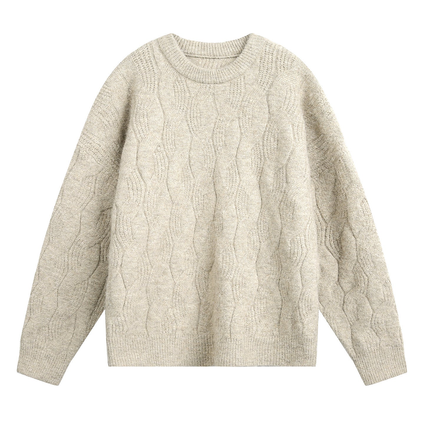 Craftklart Oversized Wool-Blend Knit Jumper – Men's Round Neck Long Sleeve