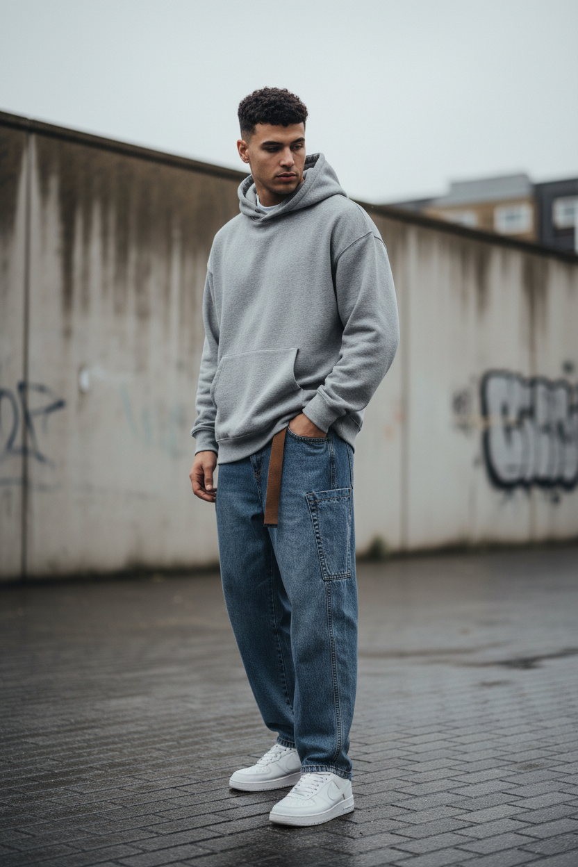 Unisex Loose-Fit Harem Cargo Denim Jeans