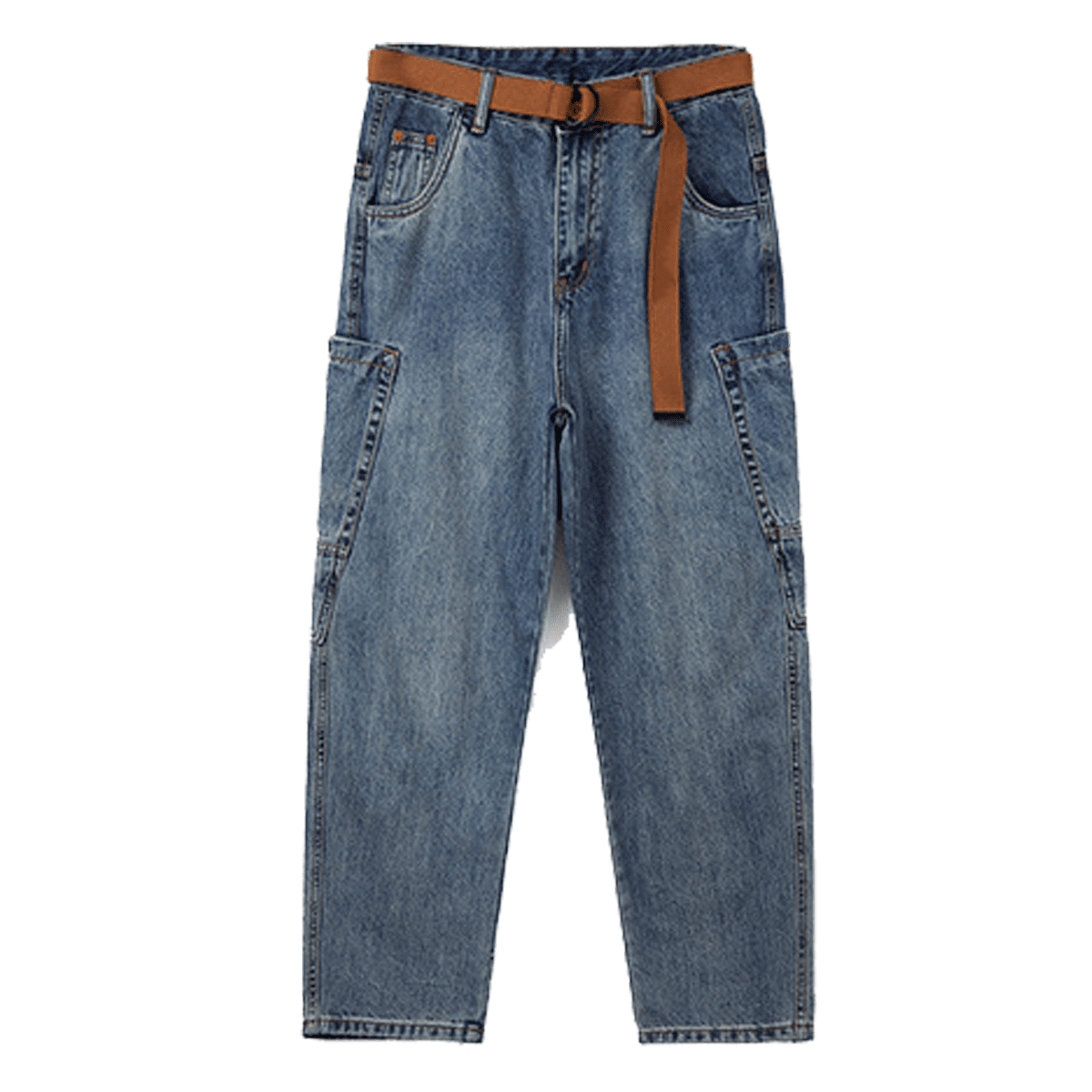 Unisex Loose-Fit Harem Cargo Denim Jeans