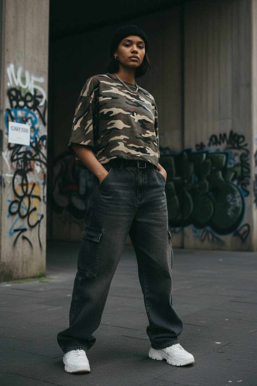 Heavyweight Boxy Cropped Camo Tee — 270GSM