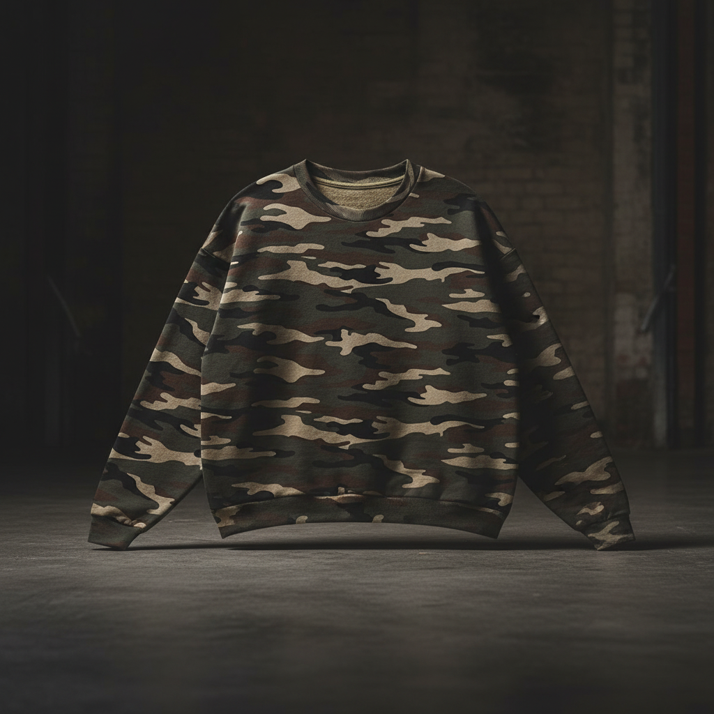 Camo Heavyweight Crewneck — 420GSM Oversized Sweatshirt