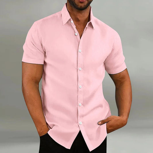 Mens Fashion Cotton and Linen Casual Loose Short Sleeve Shirt - Premium Shirt from Craftklart Dropship - Just $8.66! Shop now at Craftklart.store