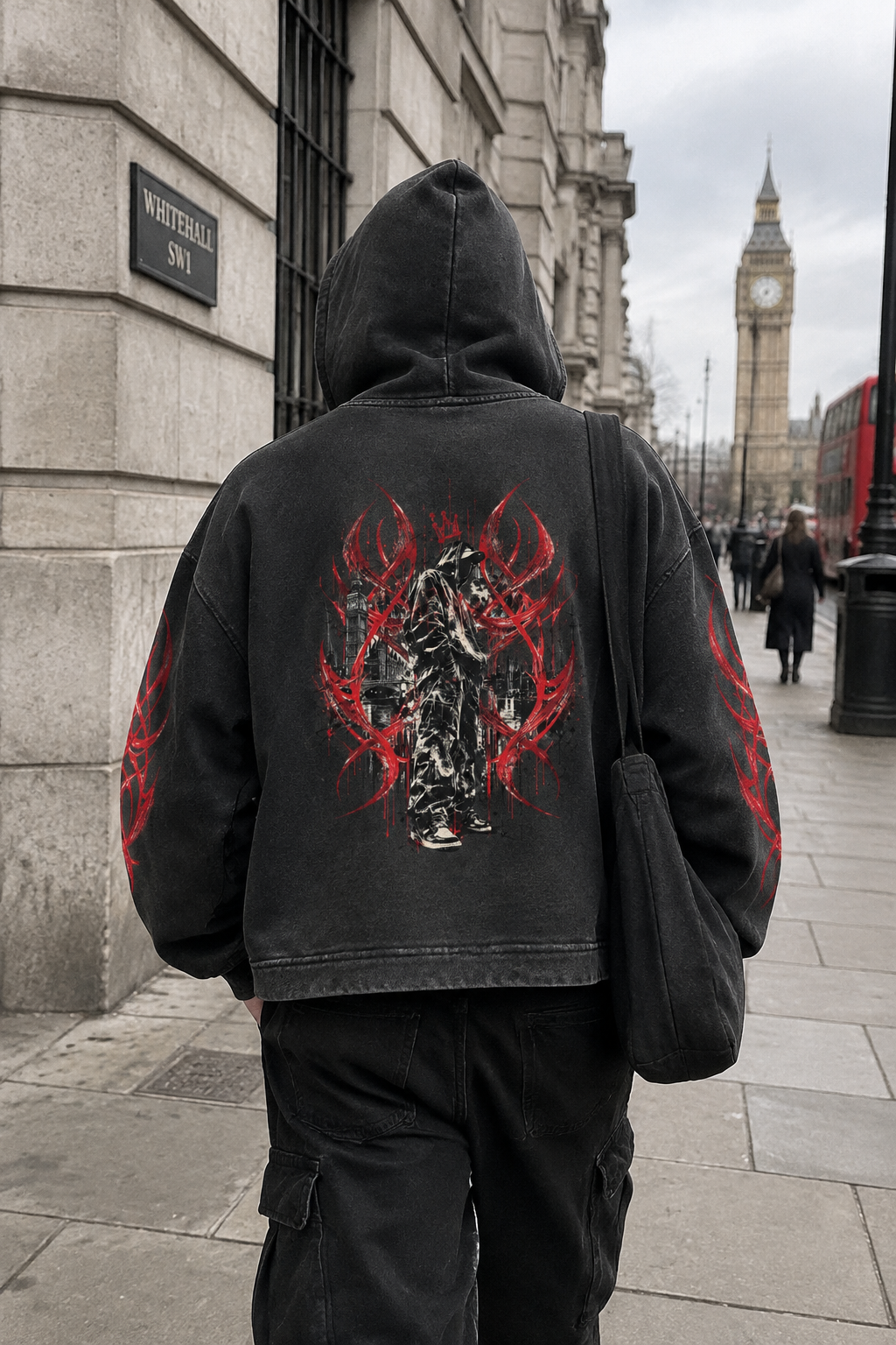 ODMPOD KLART 340GSM Snow-Wash Frayed-Hem Hoodie, front view showing cozy fabric and stylish distressed hem detail