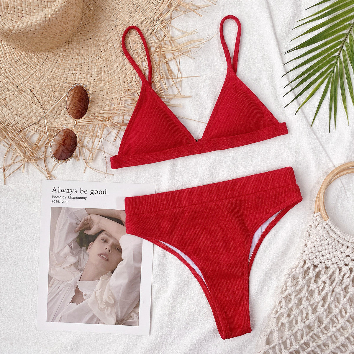 Spaghetti Strap Ribbed Bikini Set - Premium Swimwear from Trendsi - Just $17.89! Shop now at Craftklart.store
