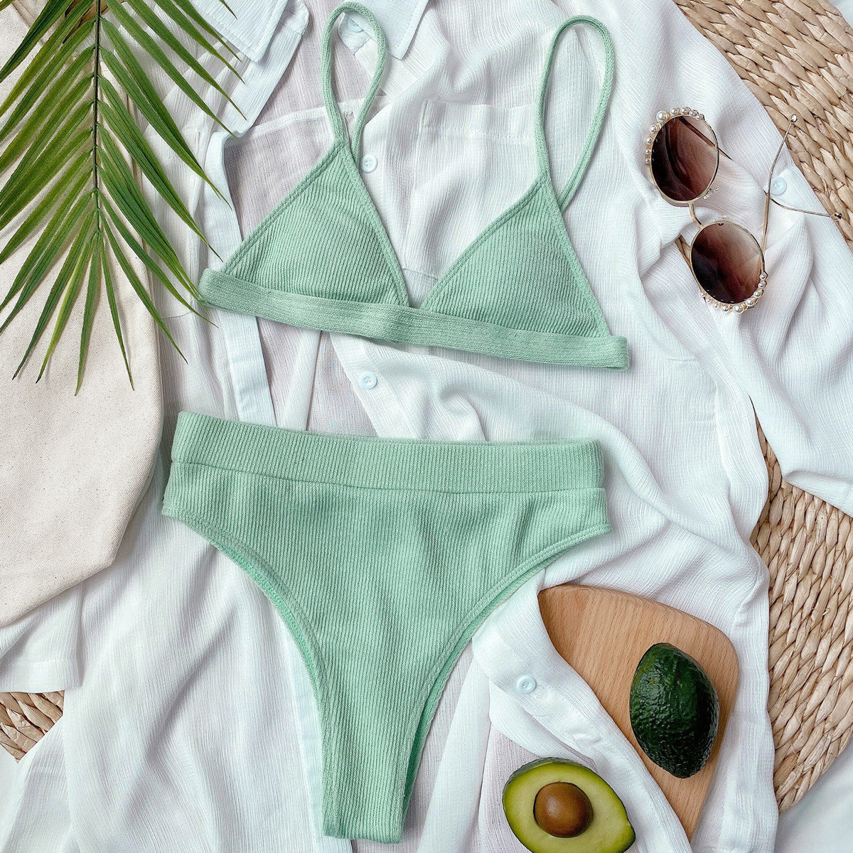 Spaghetti Strap Ribbed Bikini Set - Premium Swimwear from Trendsi - Just $17.89! Shop now at Craftklart.store