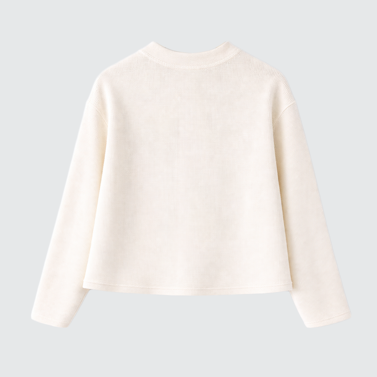 Unisex Heavyweight 290GSM 100% Cotton Waffle Knit Cropped Long Sleeve T-Shirt