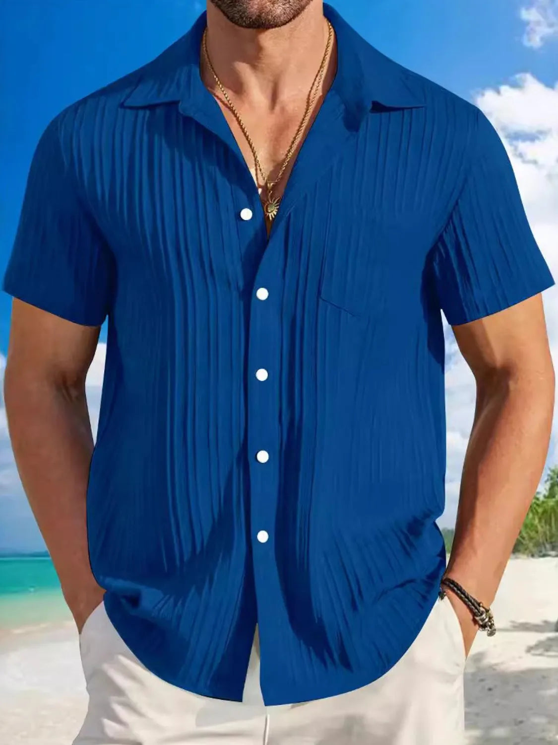 Men's Full Size Button Up Short Sleeve Shirt Plus Size - Premium Polo from Trendsi - Just $20.44! Shop now at Craftklart.store