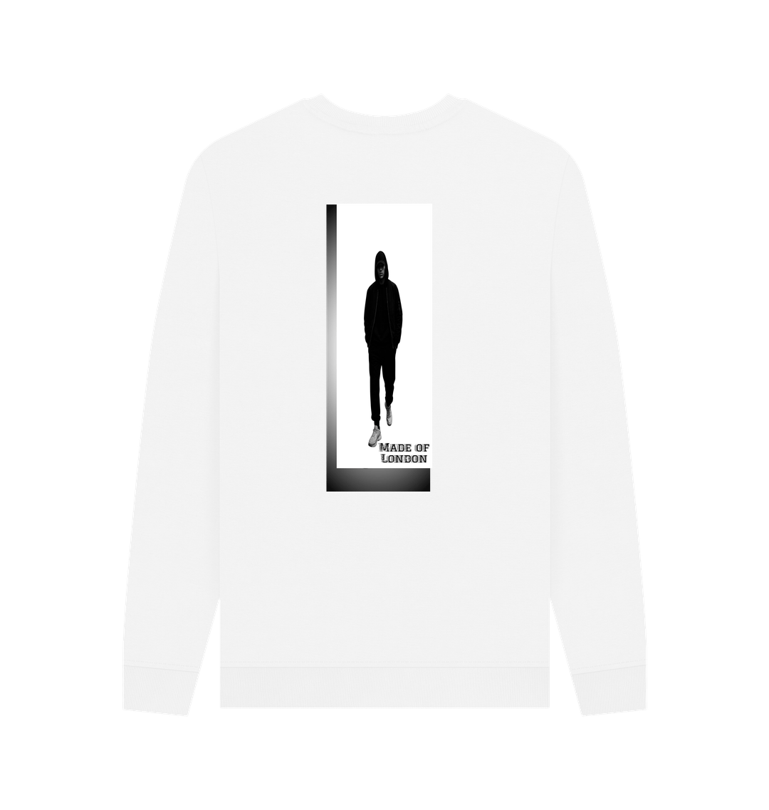 White Printed Sweater Back