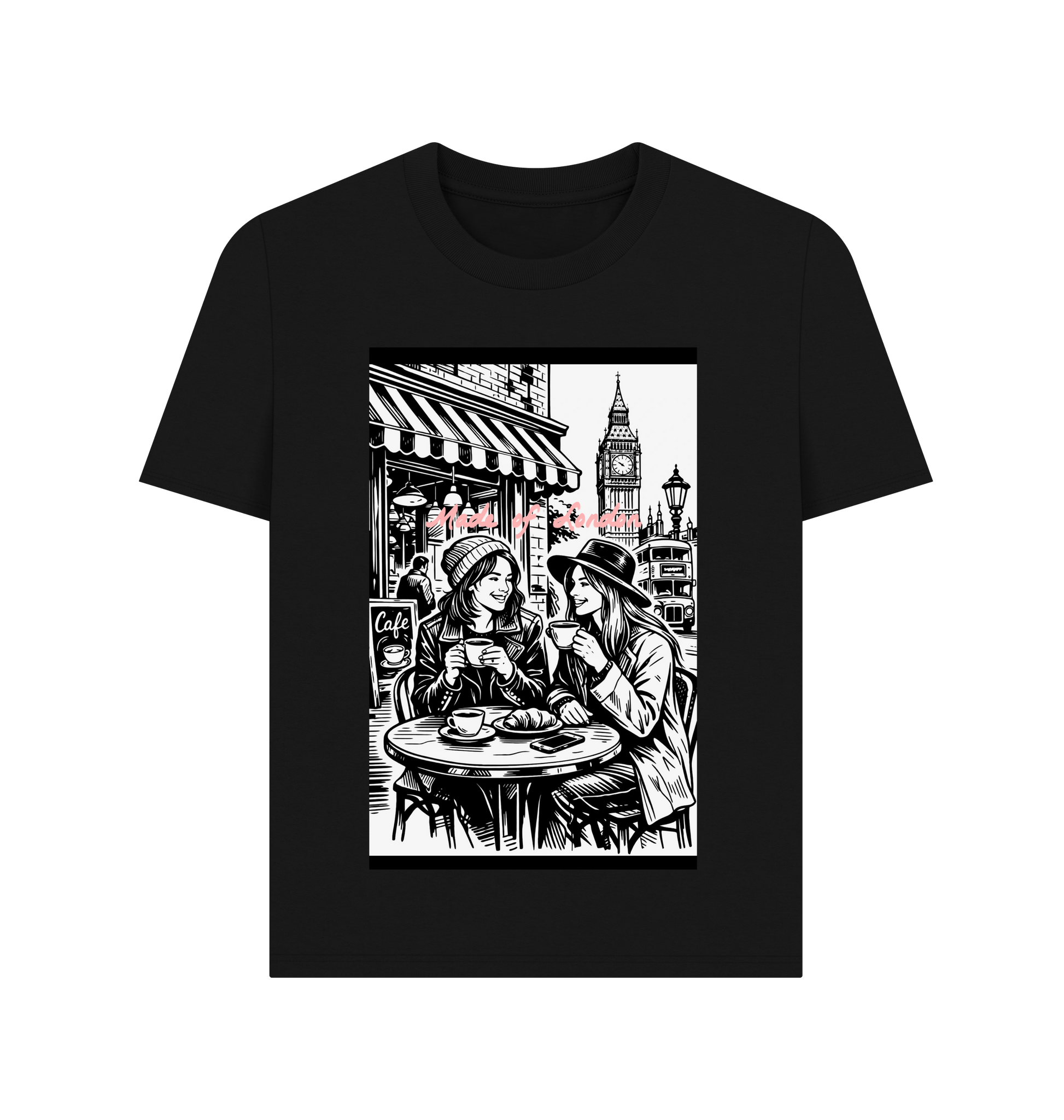 Black Printed T-shirt Front