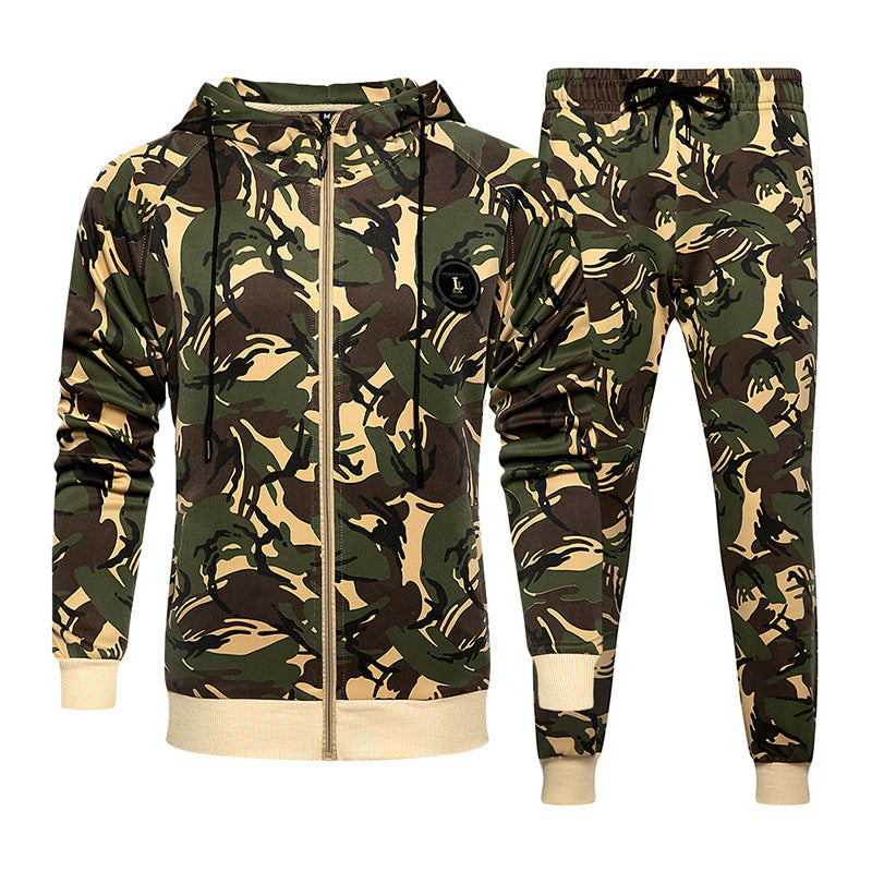 Men's hooded camouflage sportswear two-piece suit - Craftklart.store