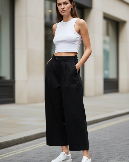 Adjustable Waist Straight-Leg Pants – Unisex