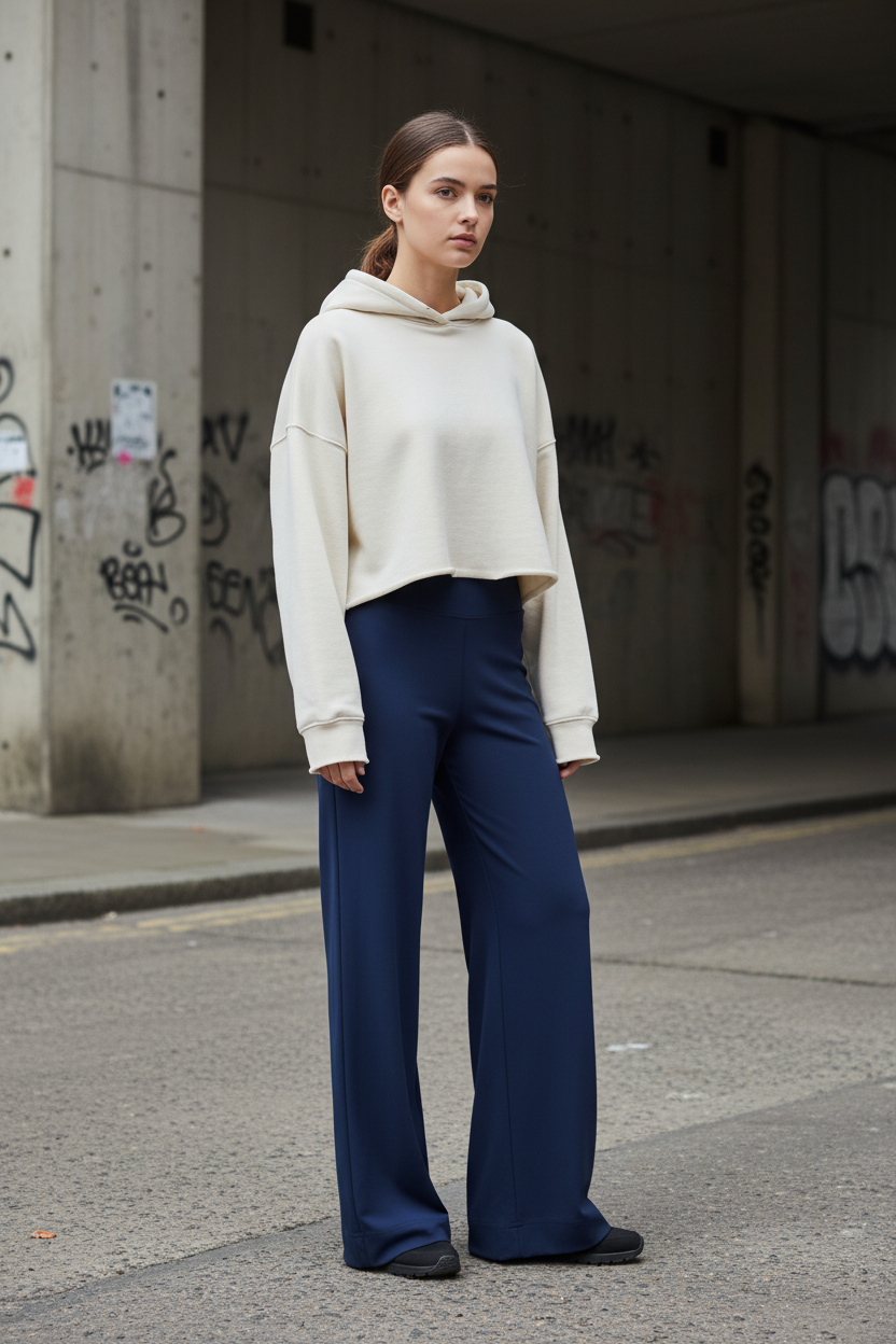 High Rise Straight Leg Trousers — Nylon Stretch