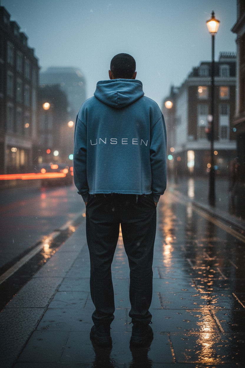 Vintage Washed Frayed-Hem Hoodie — Blue