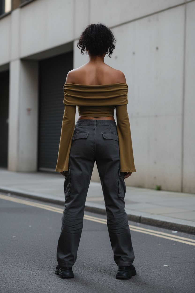 Off-Shoulder Bell Sleeve Crop Top