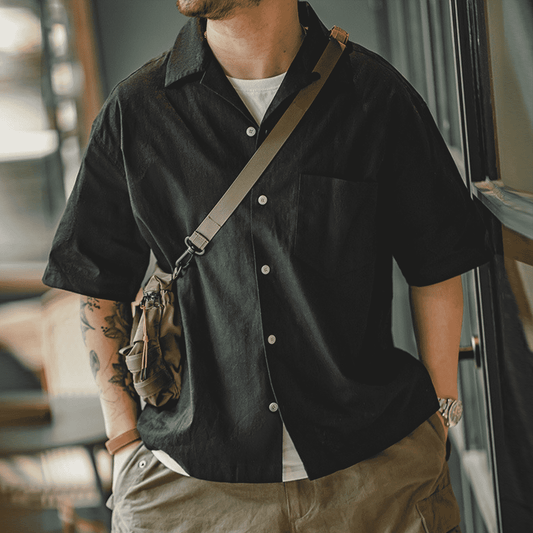 Urban Fashion & Streetwear Cuban Collar Short-Sleeve Shirt featuring vibrant patterns and a relaxed fit, perfect for casual wear.