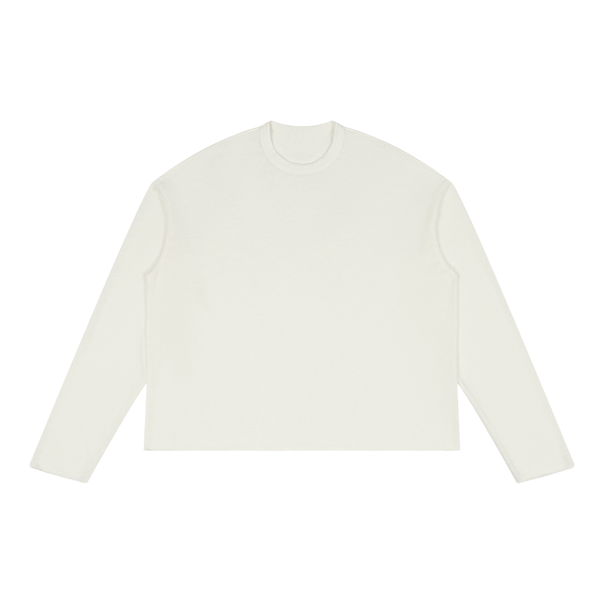 Unisex raw edge long sleeve T-shirt sweater by ODMPOD featuring a casual, relaxed fit and distressed hem detail.
