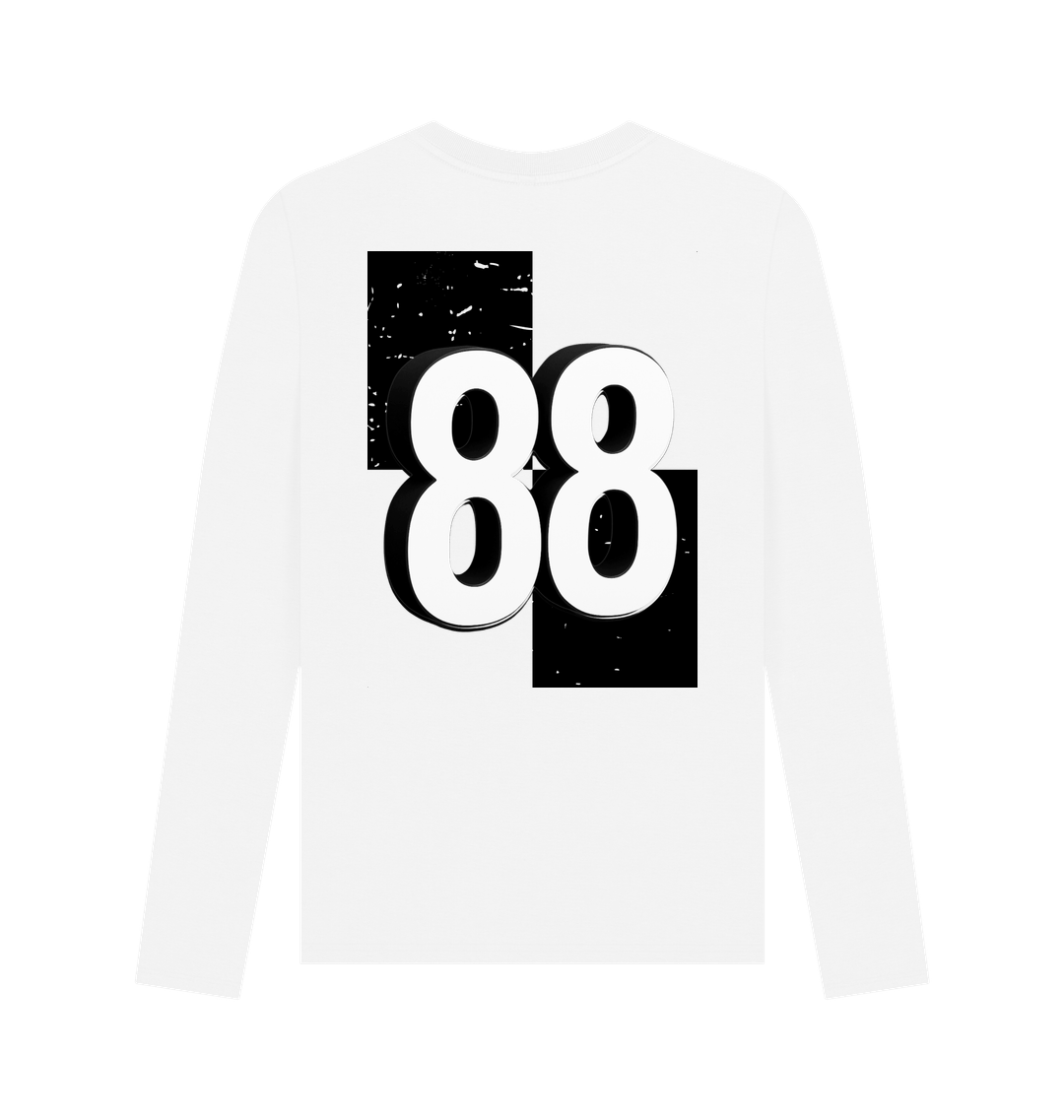 White Printed Long Sleeve T Shirt Back