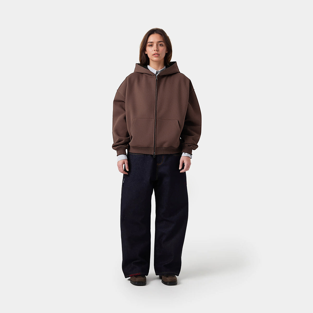 Unisex Heavyweight Cropped Double-Zip Hoodie (460GSM)