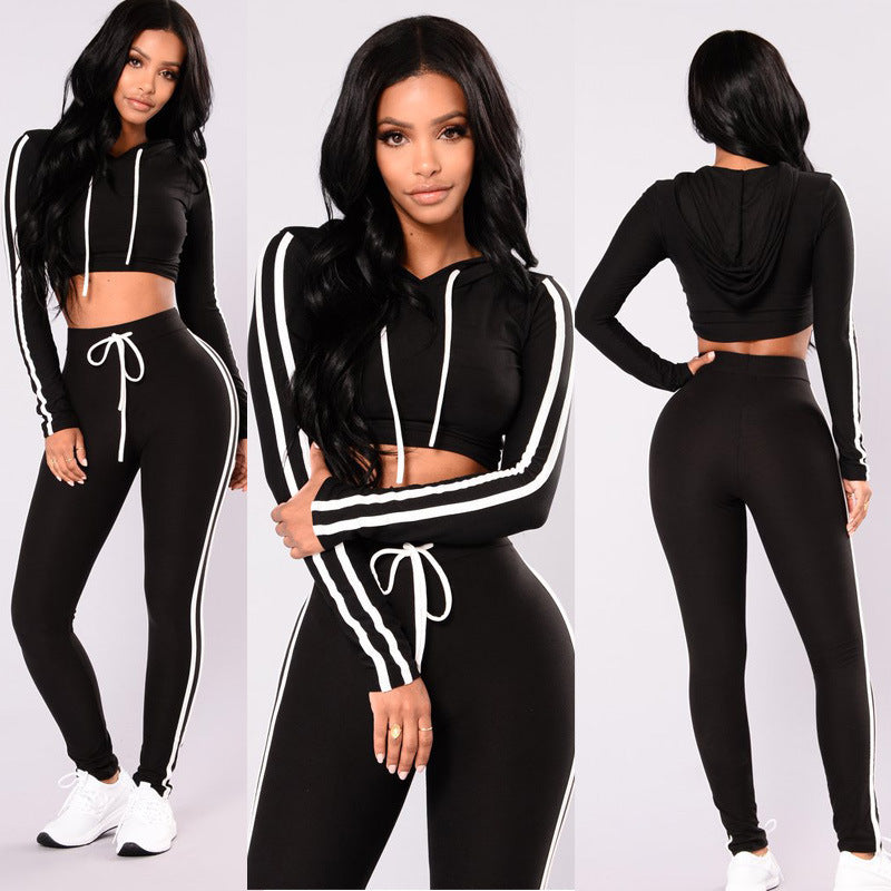 Women’s Tracksuit Crop Top Hoodies Pants Sets - Craftklart.store