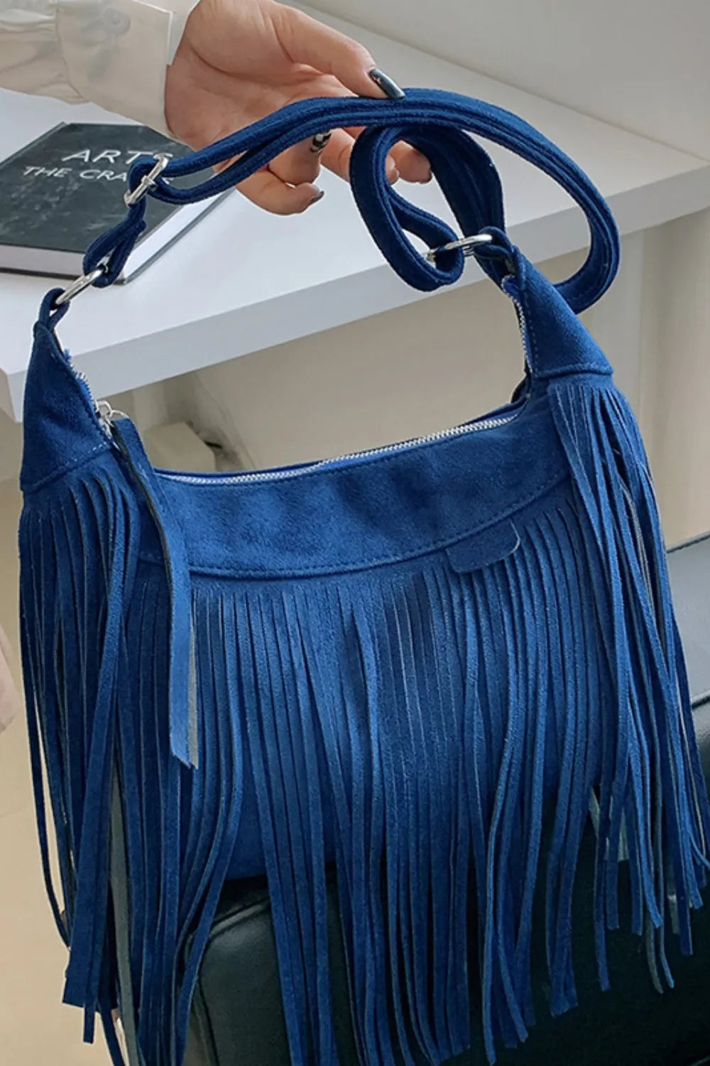 Suede Fringe Adjustable Strap Shoulder Bag - Premium Crossbody Bag from Trendsi - Just $21.74! Shop now at Craftklart.store