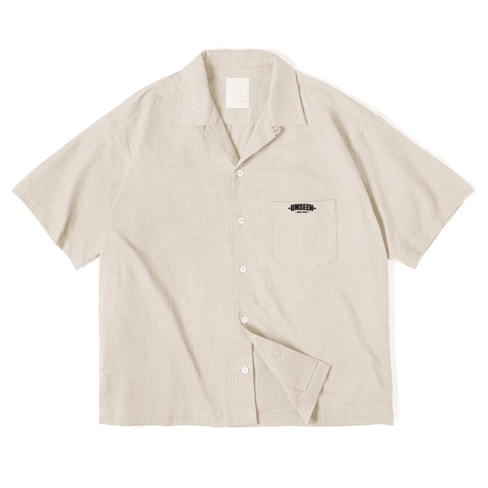 Urban Fashion & Streetwear Cuban collar short-sleeve shirt with vibrant pattern, front view, casual summer style.