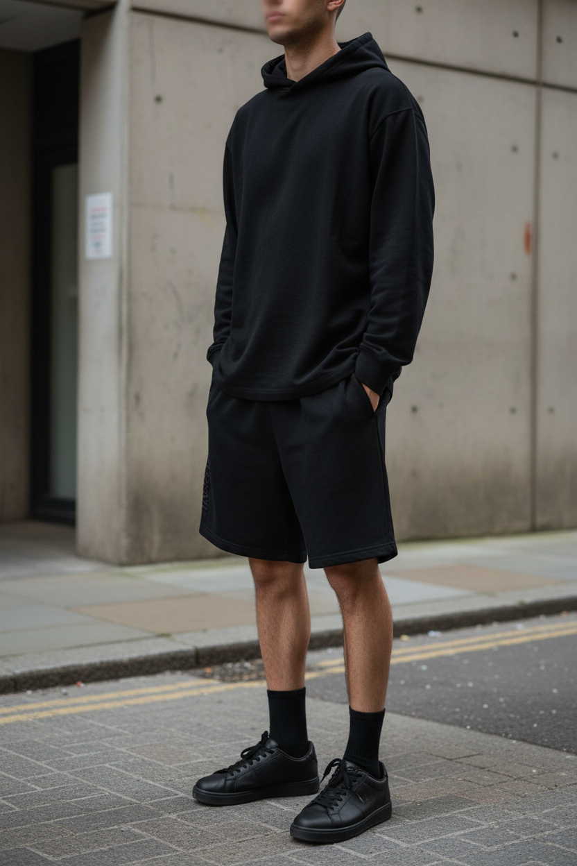 Back view of Craftklart heavyweight sweat shorts in 280GSM, showing their comfortable fit and stylish design.