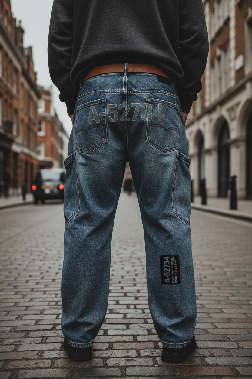 Unisex Loose-Fit Harem Cargo Denim Jeans