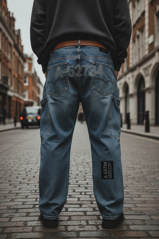 Unisex Loose-Fit Harem Cargo Denim Jeans