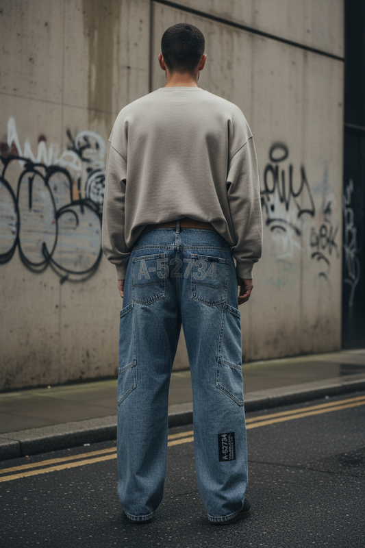 Unisex Loose-Fit Harem Cargo Denim Jeans