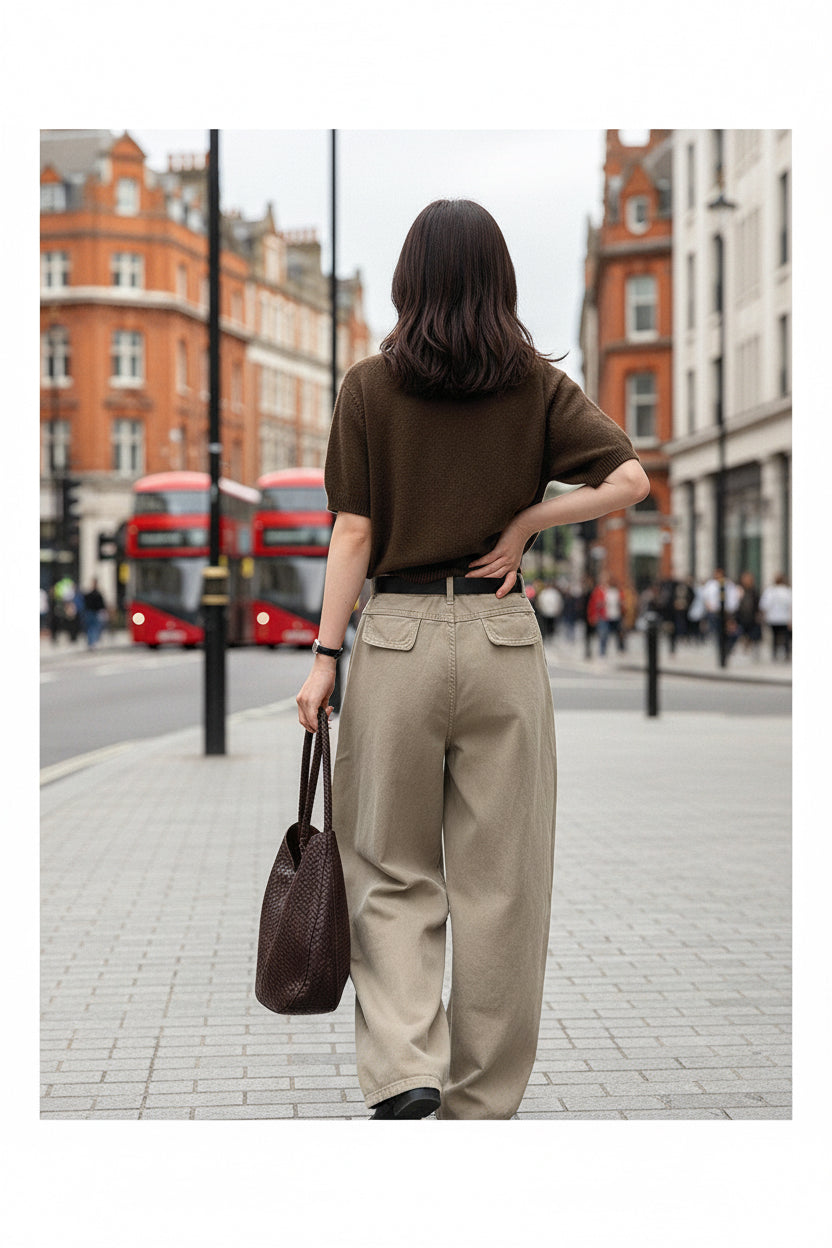 High Waist Wide Leg Split Design Denim Pants with Belt for Women Relaxed Fit Slimming Casual Trousers