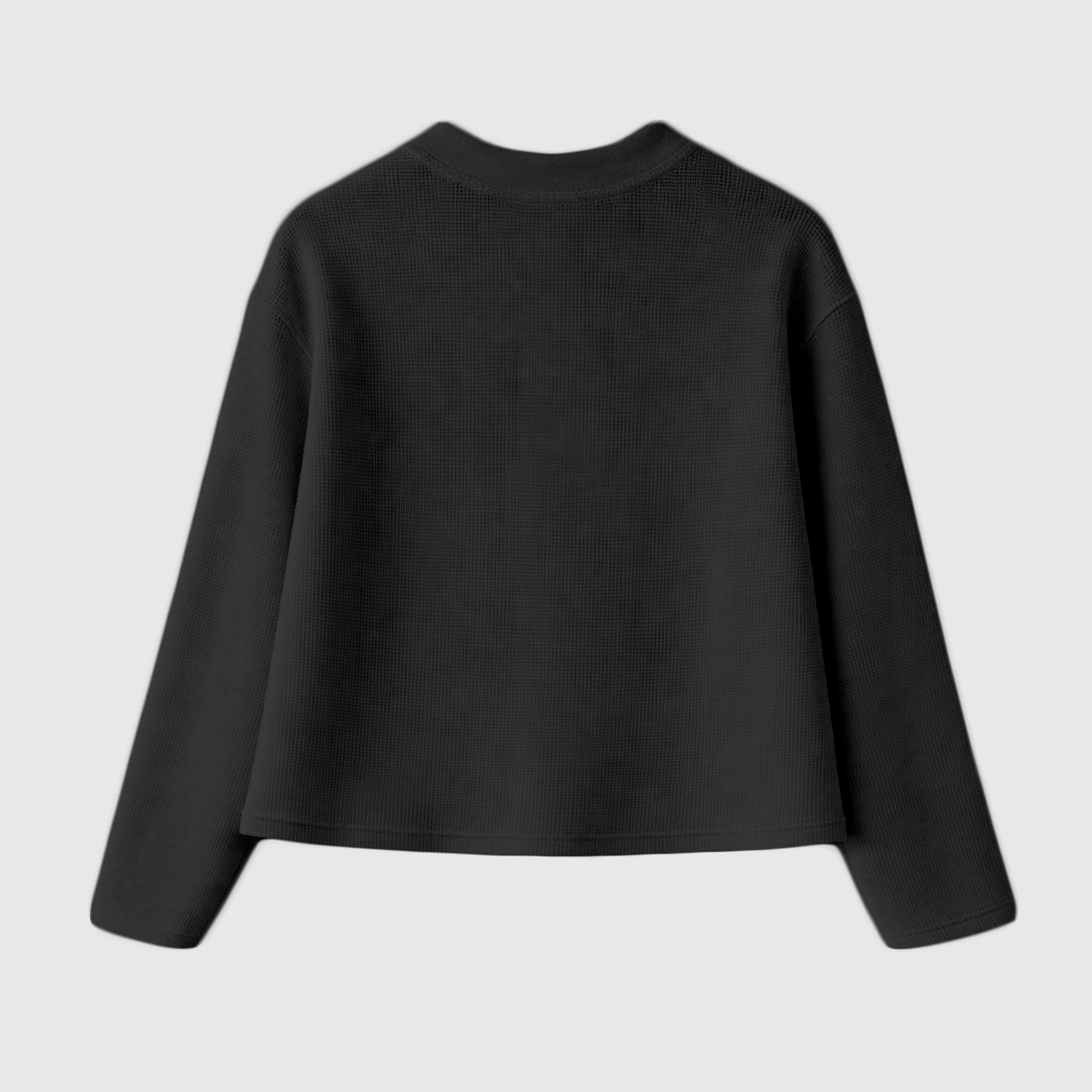 Unisex Heavyweight 290GSM 100% Cotton Waffle Knit Cropped Long Sleeve T-Shirt
