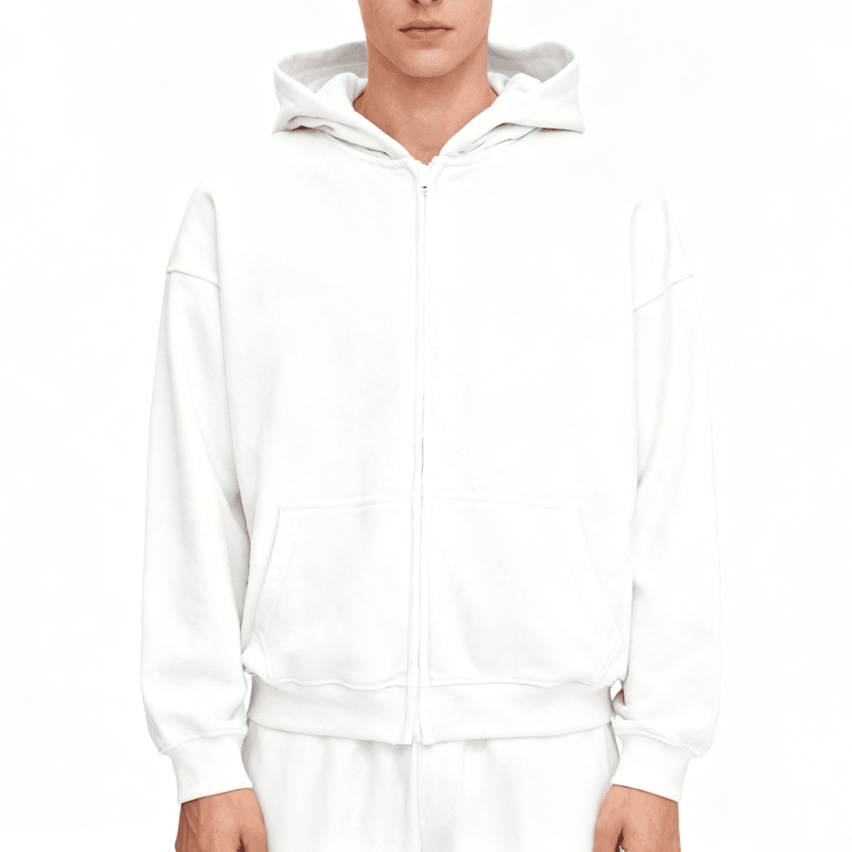 Unisex oversized cropped zip-up hoodie by Urban Fashion & Streetwear, heavyweight 460GSM with a front zipper and ribbed cuffs.