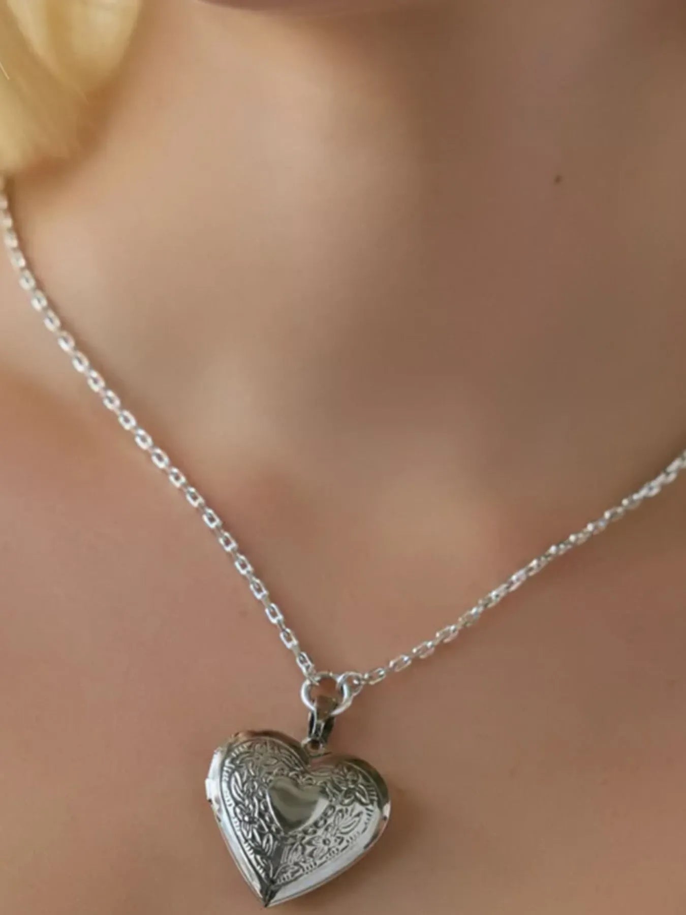 Stainless Steel Heart Locket Pendant Necklace - Premium  from Trendsi - Just $6.69! Shop now at Craftklart.store