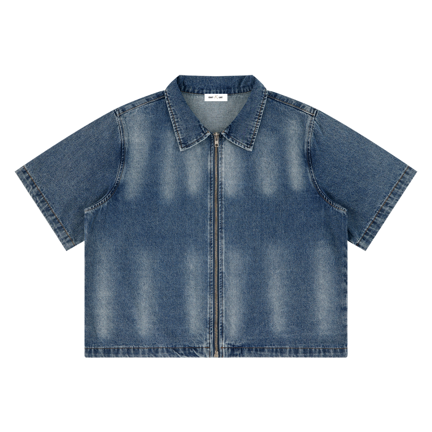 Hot KWashed Full-Zip Denim Shirt