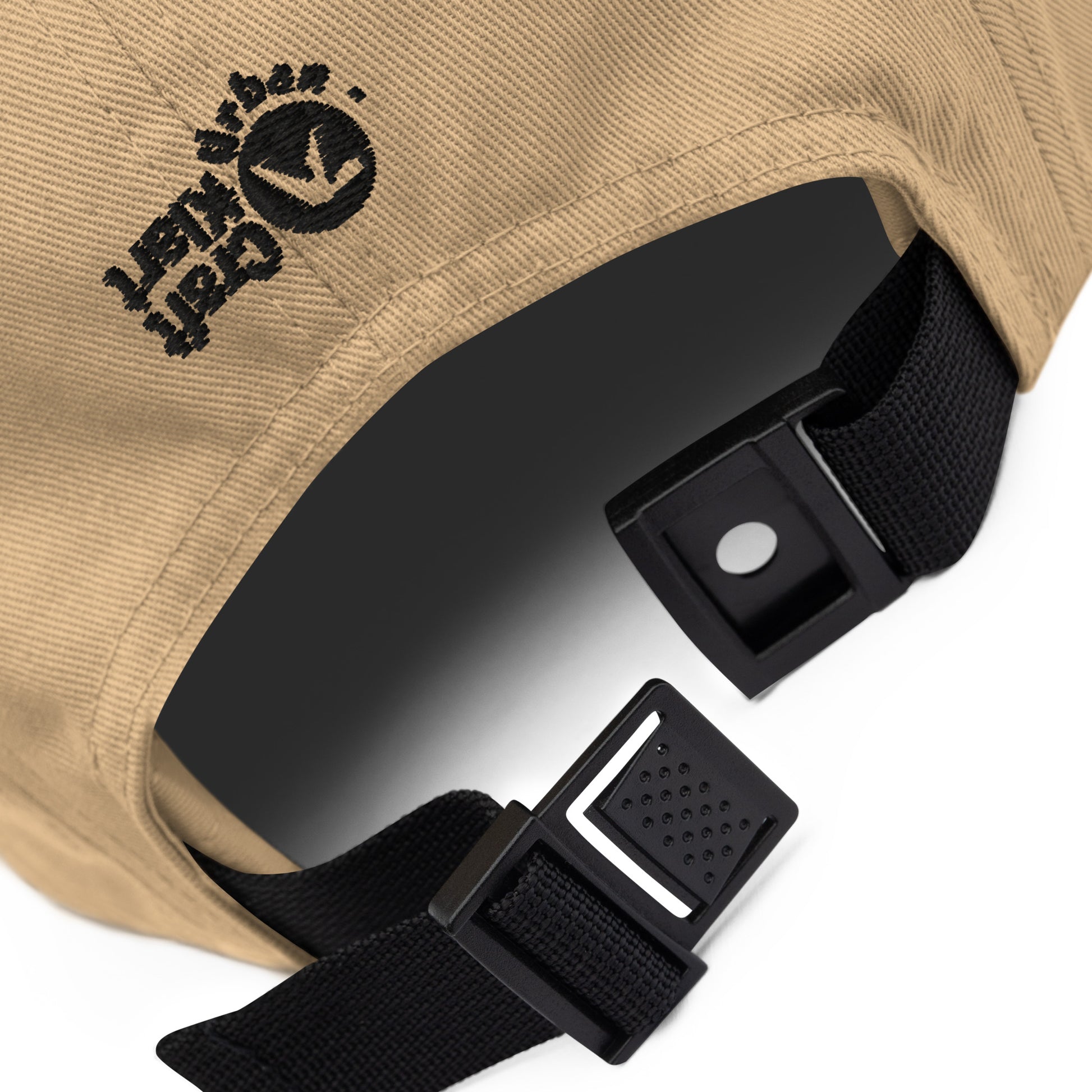 Khaki UK Underground five-panel cap by Urban Fashion & Streetwear, showing the stylish cap with adjustable strap and branding details.