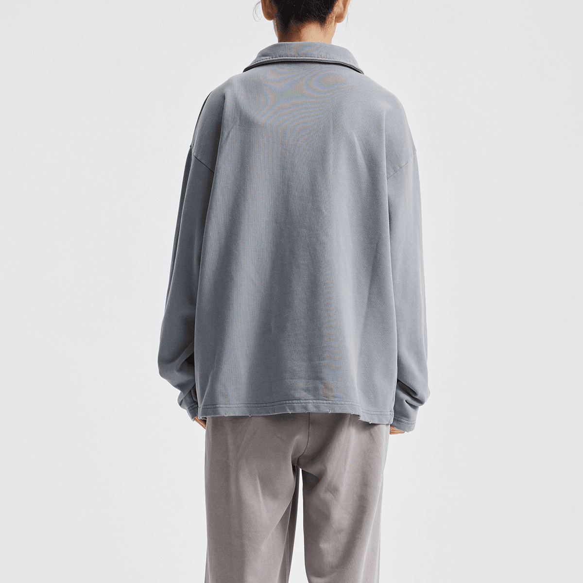 Oversized heavyweight long-sleeve shirt with collar from Urban Fashion & Streetwear by Craftklart, shown in black with relaxed fit.